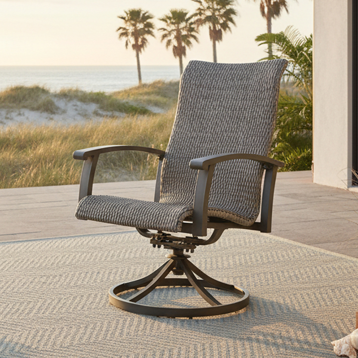WOVEN SWIVEL DINING CHAIR